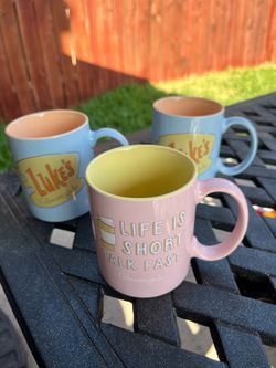 Set of 3 Gilmore Girls Coffee Mugs Luke’s Diner/Life Is Short Talk Fast Zak New