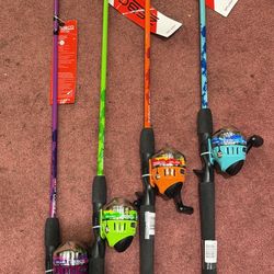 (4) ZEBCO SPLASH SPINCAST COMBOS 