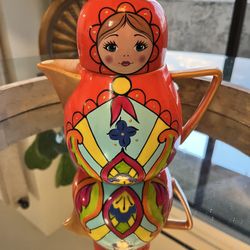 Russian doll teapot matryoshka / nesting doll teapot / antique porcelain teapot