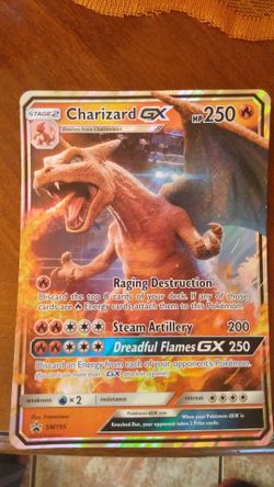 Large Charizard Gx card going for 8$