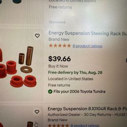 bushings for steering rack polyurethane red  