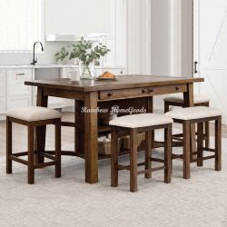 Counter Height Dining Table Set with 4pc Stools