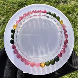 🌈 Natural Multi Color Tourmaline Bracelet 5.3-5.6mm