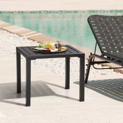 Black Small Rectangular Aluminum Patio Outdoor Side Table
