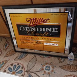 Large Miller Genuine Draft Beer Advertising Mirror Sign