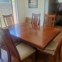 Mission Style Dining Table, 6 Chairs  and Buffet 
