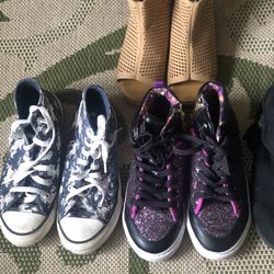 Girl’s Shoe Lot Sizes 1-3 Converse And Other Name Brand