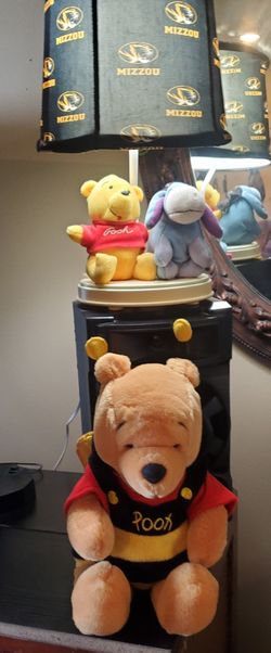 Lamp With Winnie The Pooh And Friend And A Stuffed Animal Of Him