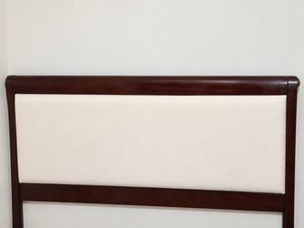 Dark Wood Upholstered Sleigh Bed Headboard