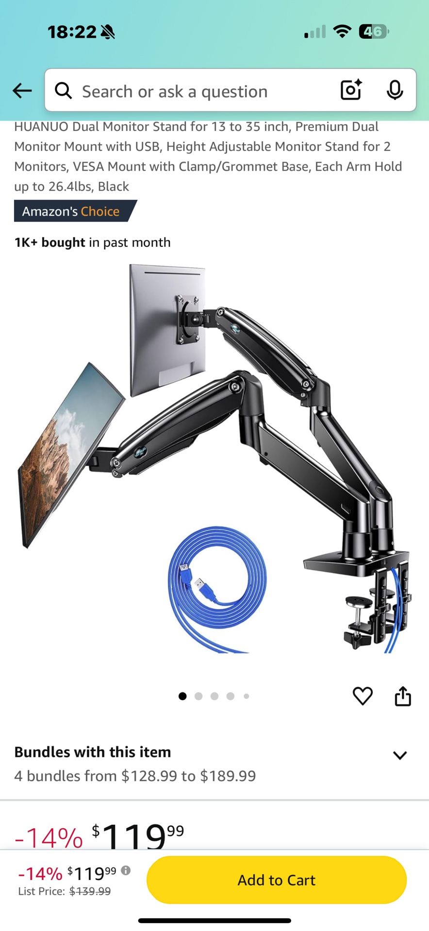 HUANUO Dual Monitor Stand For 13-35” Monitors