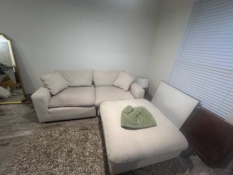 Living spaces zone cream modular cloud sectional