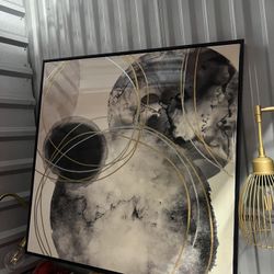 Modern Black, White & Gold Canvas Wall Art – Framed