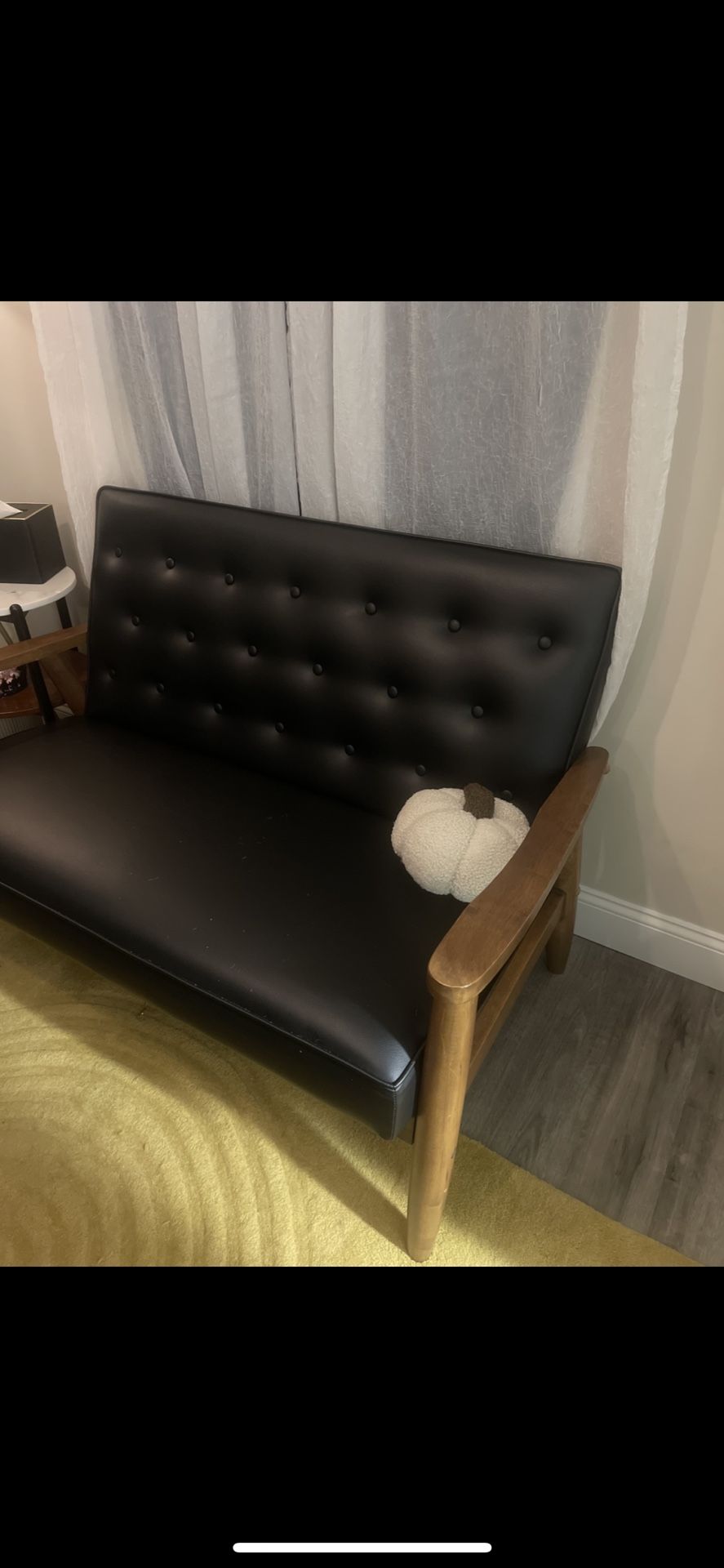 Leather Black Bench 