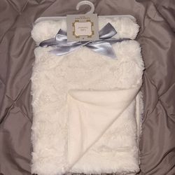 New White Little Luxuries Baby Blanket