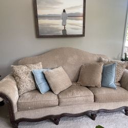 Thomasville sofa w/wood and nail trim  