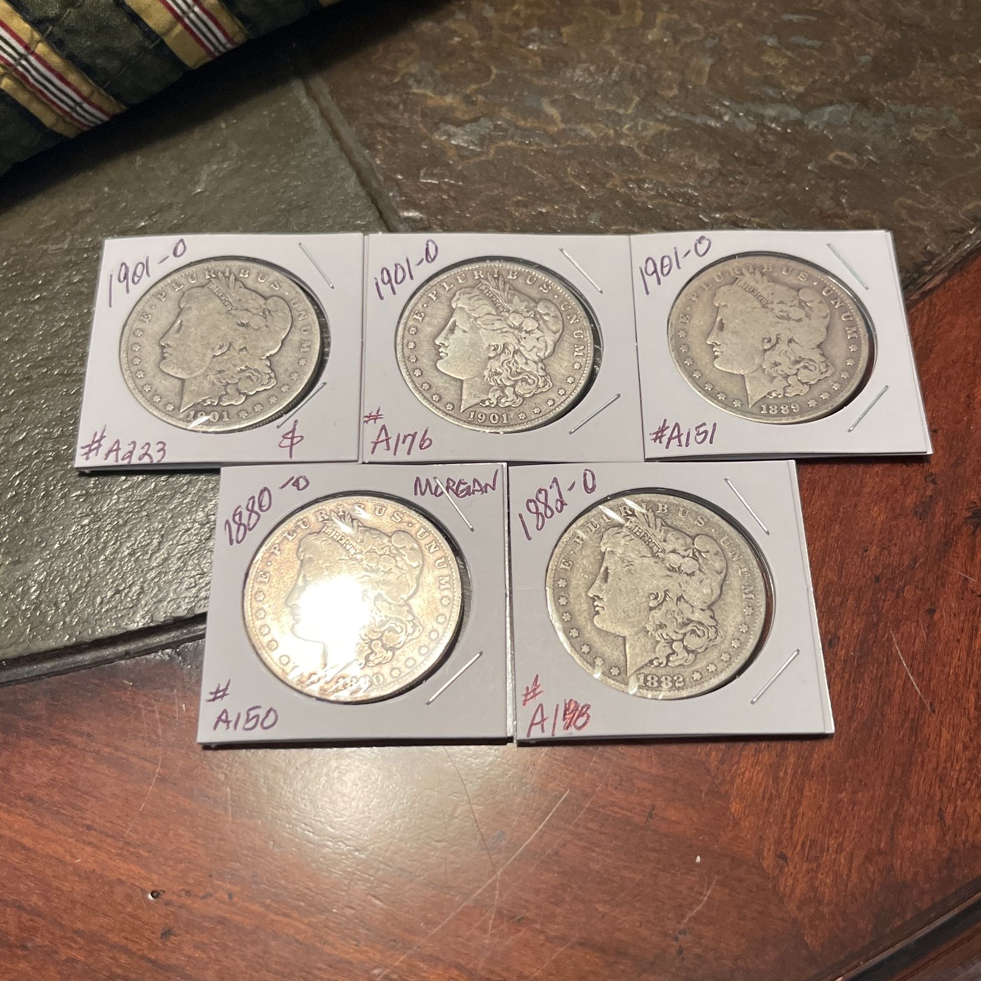 5- SILVER MORGAN DOLLARS - 1880, 1882, 1901-0 On All Mints! Hot Dates!