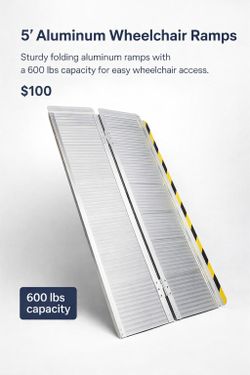 AccessPro 5FT Aluminum Wheelchair Ramps – 600 lb Capacity