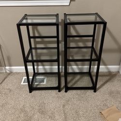 Metal / Glass Black 2-tier Shelf bookshelf 