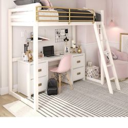 LITTLE SEEDS MONARCH HILL TWIN METAL LOFT BED 
