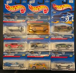 Hot Wheels Sealed Vintage Muscle & Classic Lot – 9 Cars (’65 Vette, ’70 Chevelle, ’59 Impala)