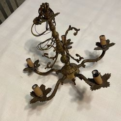 Antique brass chandelier, five lights 15” X 15”