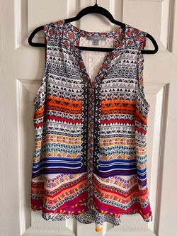 Valerie Stevens Sleeveless Sheer Button Top Blouse-Sz PXL