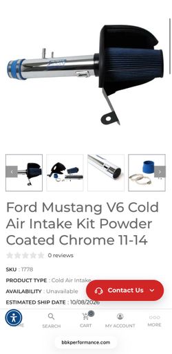 Ford Mustang V6 Cold Air Intake Kit Powder Coated Chrome 11-14