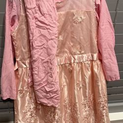 Girls Net Pink Color 3 Piece Dress 18 In Half Size