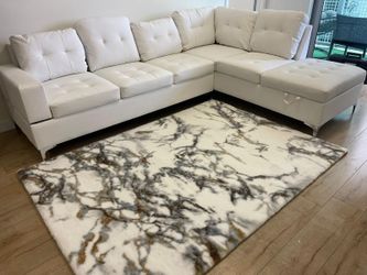 WHITE SECTIONAL W/ dropdown center console & storage