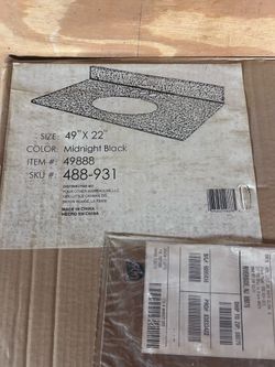 49x22 Midnight Black Vanity Countertop with Sink