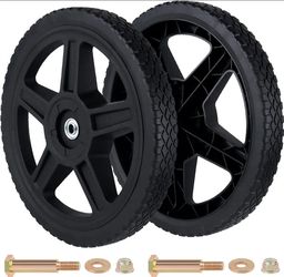 2 Pack 14" Push Lawn Mower Wheels 2 Pcs 14 Inch Push Mower Wheels with Bolts and Lock Nuts