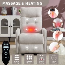 #320AB Single Motor Power Lift Recliner Chair with Massage Heat, Heavy Duty Motion Mechanism One USB Charging Max Recline 155°
