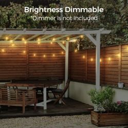 120FT Shatterproof Patio Lights with 62 Dimmable ST38 LED Vintage Edison Bulb,Weatherproof 2200K Connectable Outside Hanging Lights for Deck Porch Caf