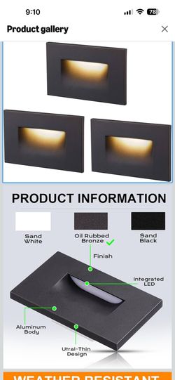 CLOUDY BAY 120V Dimmable LED Step Light,3000K Warm White 3W 100lm,Indoor Outdoor Stair Light,Oil Rubbed Bronze,3 Pack