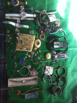 Lot of costume jewelry few nice pieces Buffalo necklace Cameo ring