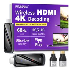 ☆ Wireless HDMI Transmitter and Receiver 328FT/100M,4K Decode Plug & Play Portable 5G+2.4G Wireless Display Adapter Extender Kit for Video and Audio t