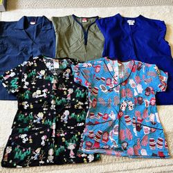 Five Scrub Tops (xsmall, 5 Total)