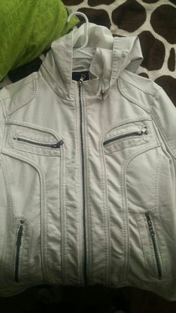 White men's leather jacket