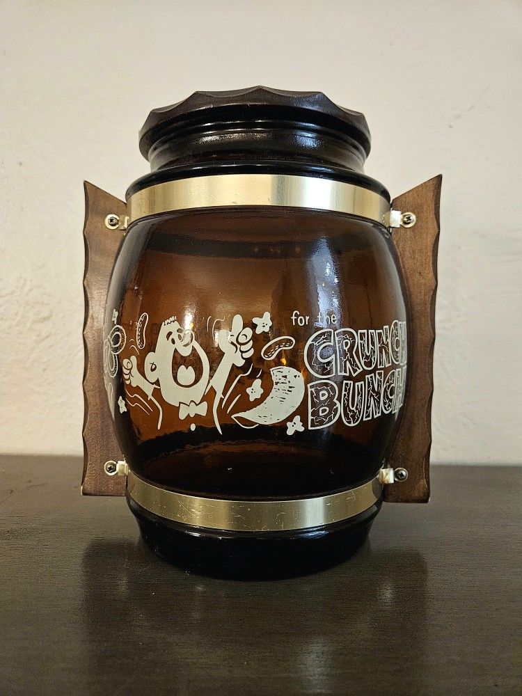 MCM Siesta Ware Amber Glass Crunch Bunch Cookie Snack Treat Jar