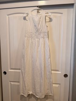 White Smocked Waist Maxi