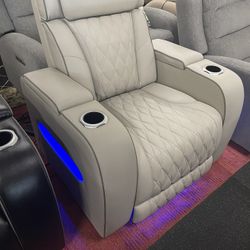 Leather Power Recliner With Heat And Massage On Sale