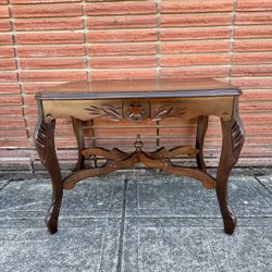 Rectangular Ornate Mahogany End Table 