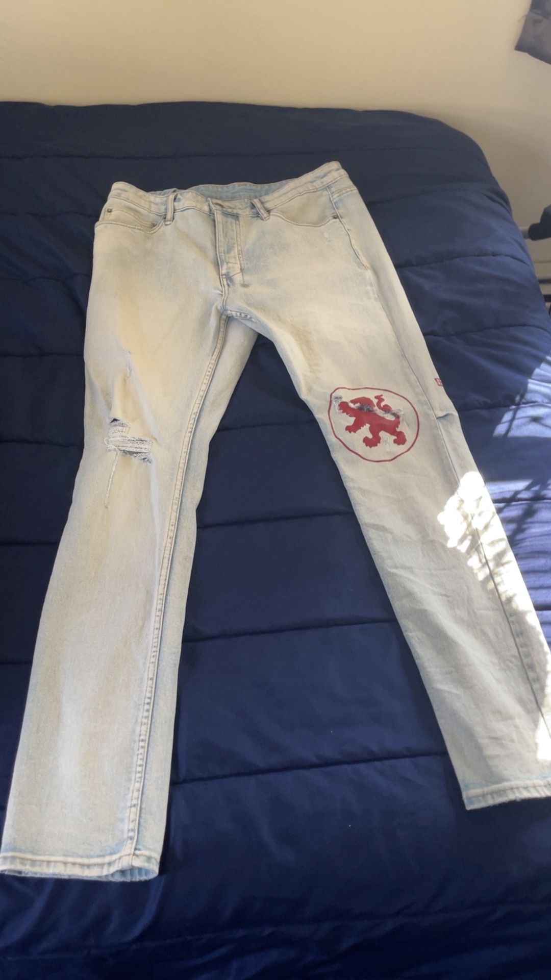 Ksubi Jeans Mens Chitch Slim Tapered Leg Mid-Long Rise Blue $240 Size 33/32