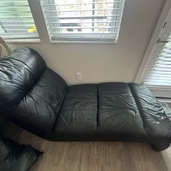 Leather Black Chaise 
