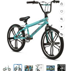 Mongoose Craze Kids BMX Bike, 20-in. Wheels, Kids Ages 6+, Black & Mint Child Bicycle