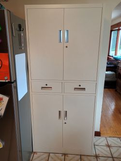 White metal cabinet