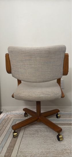 Wood Rolling Office Chair with Fabric Upholstery