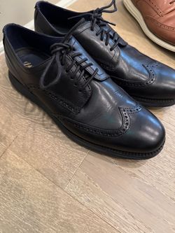 Cole Hann- Black Leather Wingtip Oxford Dress Shoes