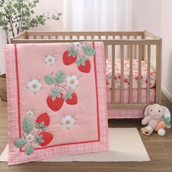 Crib Bedding Set for Baby’s, Strawberry Sweet, 3 Pieces