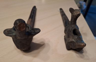 Vintage Native American Deer And Bird Effigy Pipes